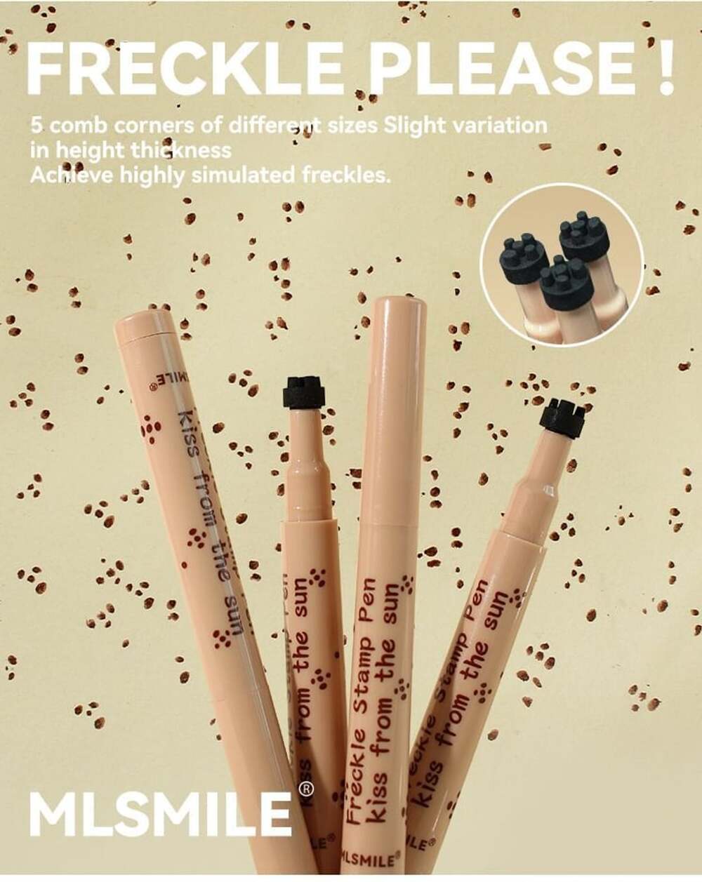 MLSMILE Freckle Stamp Pen Natural Fake Freckles Waterproof Long Lasting 3D Freck